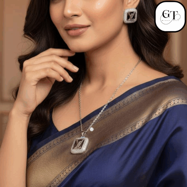 Zircon Gold Plated Locket Set